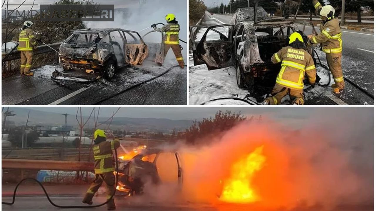 Balıkesir İzmir Çevre yolunda Otomobil Alev Alev Yandı!